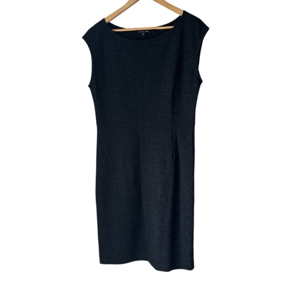 Eileen Fisher dress charcoal gray Black Midi wool sleeveless medium